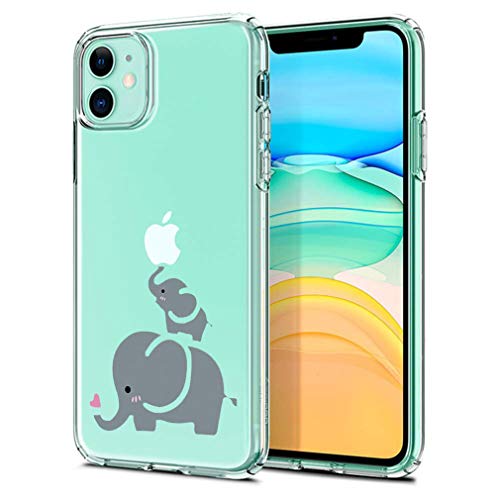 Emlivi iPhone 12 Pro Hülle, iPhone 12 ProHandyHülle Transparent mit Blumen Muster Ultra Dünn TPU Silikon Stoßfest Kratzfest Musterdesign Case Cover Handyhülle für Apple iPhone 12 Pro(6,1"), Elefanten von Emlivi