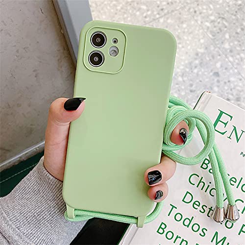 Emlivi iPhone 12 Pro Max Handykette Hülle,Necklace Handyhülle, Umhängeband Handykordel Schutzhülle, Weich Silikonhülle TPU Cover mit Stylische Band, Kette Case für iPhone 12 Pro Max -Minzgrün von Emlivi