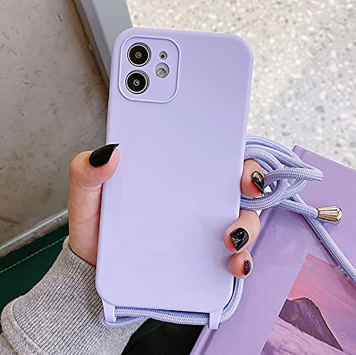 Emlivi iPhone 14 Handykette Hülle,Necklace Handyhülle, Umhängeband Handykordel Schutzhülle, Weich Schultergurt Silikonhülle, TPU Cover mit Stylische Band, Kette Case für iPhone 14 -Helles Lila von Emlivi