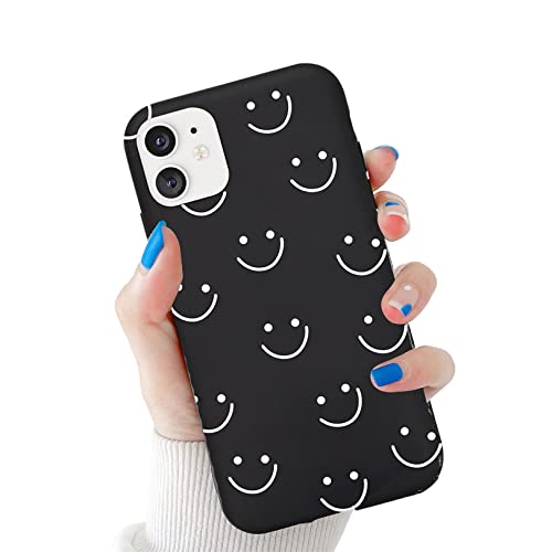 Emlivi kompatibel mit iPhone 11 Hülle für Transparent Glitzer Smiley Muster für Frauen Mädchen Mode Weiche Langlebige Schlanke TPU Hüllen für iPhone 11 Case Cover, Schwarz Smiley von Emlivi