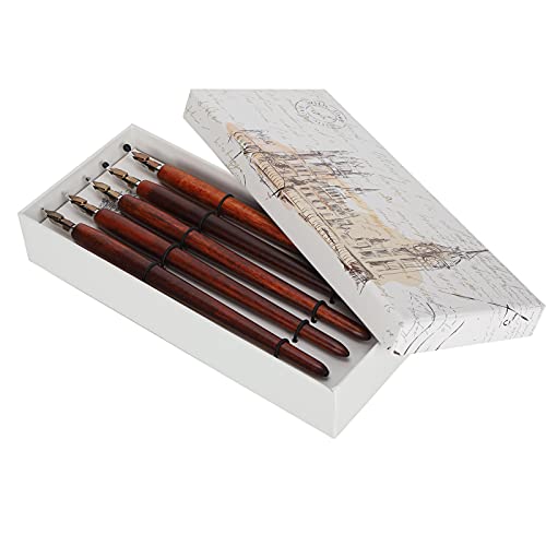 Emoshayoga Dip Pen Holz Dip Pen Set für Kalligraphie und Malerei, Home Office Art Füllfederhalter mit Tawny Thick Holzgriff von Emoshayoga