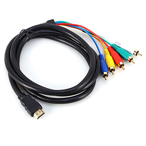 Emoshayoga HDMI-auf-RCA-Kabel, 5 Fuß HD 1080P HDMI-Stecker auf 3 RCA-AV-Audio-Video-Konverter-Kabel-Adapter für HDTV-DVD von Emoshayoga