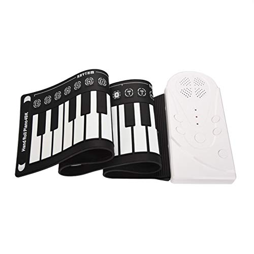 Hand Roll Piano Keyboard Horn, Hand Roll Up Piano Silikonmaterial 49 Tasten klappbare elektronische Tastatur faltbar für für Anfänger(Weiß) von Emoshayoga