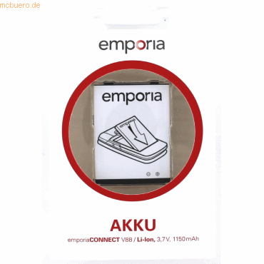 Emporia Akku für Emporia AK-V88 Li-Ion 3,7 Volt 1150 mAh schwarz Emporia Akku für Emporia AK-V88 Li-Ion 3,7 Volt 1150 mAh schwarz von Emporia