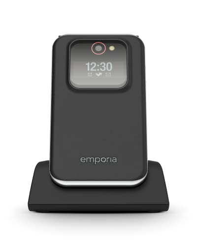 Emporia JOY-LTE - 4G-Handy für ältere Menschen, hohe Lautstärke, 2,8-Zoll-Farbdisplay, 3 Schnellanruftasten, große Tasten, Ladestation, 2-Mpx-Kamera, Schwarz (Italien) von Emporia