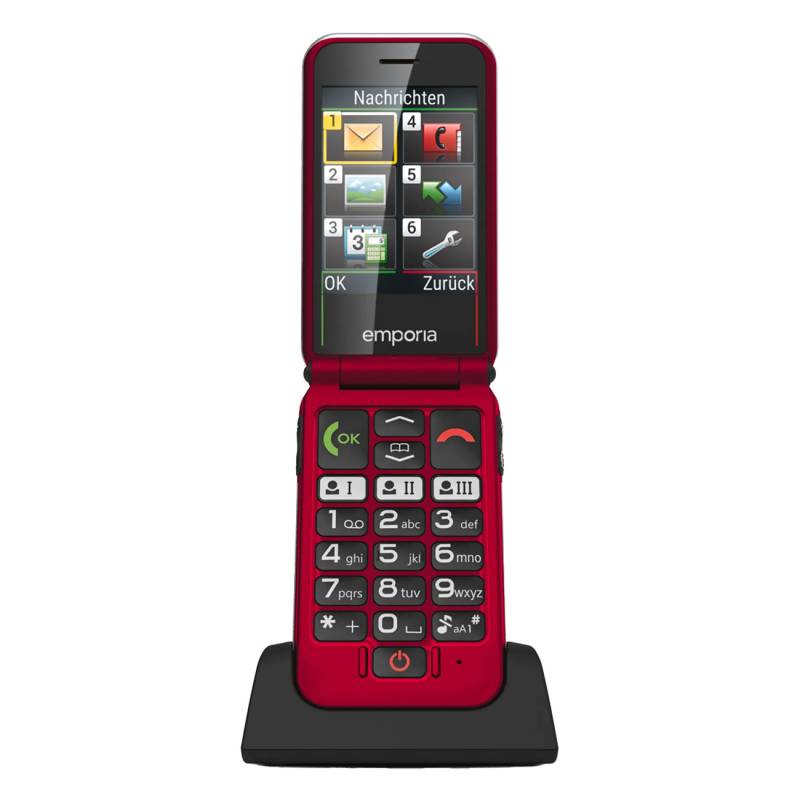 Emporia Joy V227 Rot | Seniorenmobiltelefon | Klapphandy | 7.11 cm / 2.8 Zoll LCD-Bildschirmdiagonale | 1300 mAh Akku | Bluetooth | SOS-Funktion von Emporia