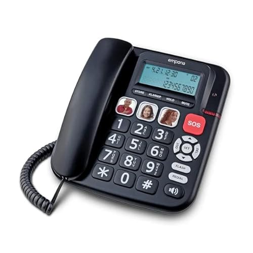 Emporia KFT20 Big-Button, kabelgebunden, Schwarz/Silber, offizielle britische und irische Version von Emporia