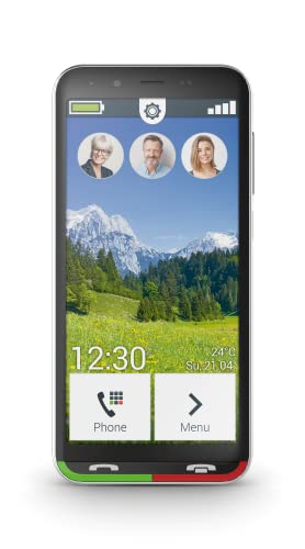 Emporia Super Easy Smartphone 4G, einfache Bedienung, SOS-Taste, Display 4,95 Zoll, 32 GB, 3 GB RAM, Kamera 13 Mpx, Android 10, Ladestation, Schwarz (Italien) von Emporia