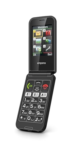 emporiaTALKglam Seniorenhandy, Klapphandy ohne Vertrag, Einfache Bedienung, Mobiltelefon mit Notruftaste, 2,4-Zoll-Display, Schwarz von Emporia