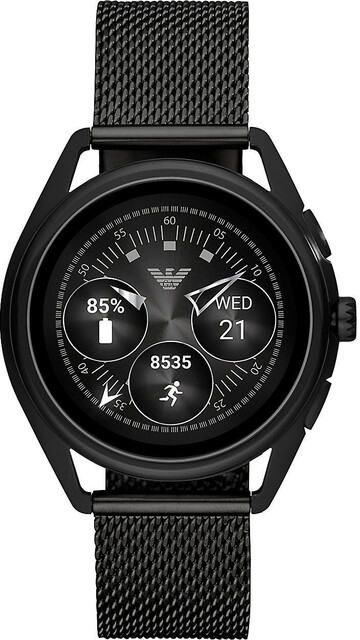 Emporio Armani Connected Matteo 45mm Bluetooth Milanaisearmband schwarz Edelstahlgehäuse schwarz von Emporio Armani