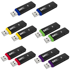 10 EMTEC USB-Sticks Flash Drives rot, gelb, blau, grün, lila 16 GB von Emtec