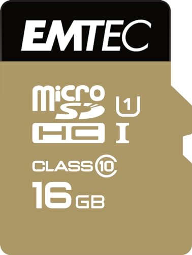 EMTEC Gold+ microSDHC 16GB Bis zu 21MB/s Class10 Speicherkarte von Emtec