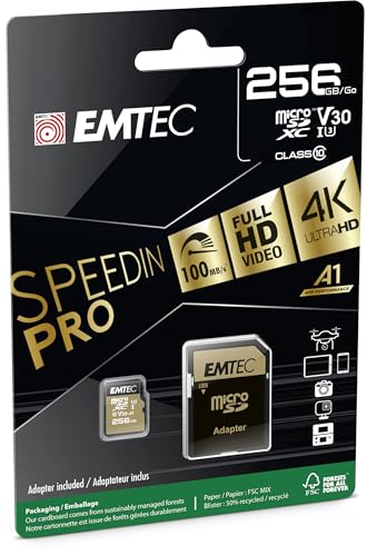 EMTEC SD Card 256GB SDXC (CLASS10) Speedin V30 A1 4K Adapter von Emtec