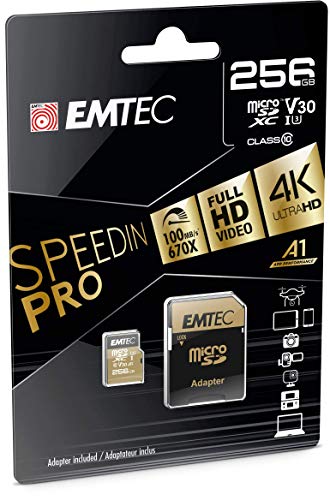 EMTEC SD Card 256GB SDXC (CLASS10) Speedin V30 A1 4K Adapter von Emtec