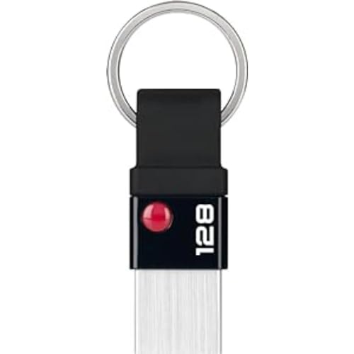 EMTEC - USB-Stick 3.2 Nano Ring T100 Kapazität 128 GB, 128 GB – Universelle Kompatibilität USB 3.0 – ECMMD128GT103 Schlüsselring – ultradünn, ohne Kappe, schwarz / silber von Emtec