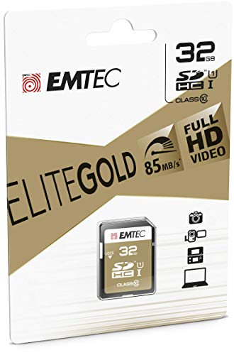 Emtec 32GB Class10 Gold + Speicherkarte SDHC Klasse 10 - Speicherkarten (32 GB, SDHC, Klasse 10, 85 MB/s, Schwarz, Braun) von Emtec