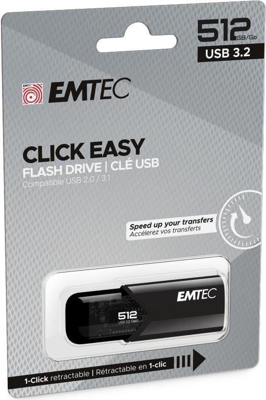 Emtec B110 Click Easy 3.2 USB-Stick 512 GB USB Typ-A 3.2 Gen 2 (3.1 Gen 2) Schwarz (ECMMD512GB113) von Emtec