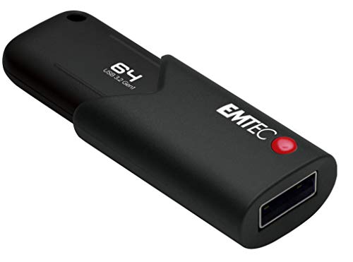 Emtec B120 64GB USB-Stick Click Secure USB 3.2 (3.0), Lesegeschwindigkeit bis zu 100MB/s, mit AES260-Software, Schwarz von Emtec