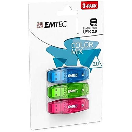 Emtec C410 8GB USB-Stick USB 2.0 Color Mix - 3er Pack (Orange Gelb Rose) von Emtec