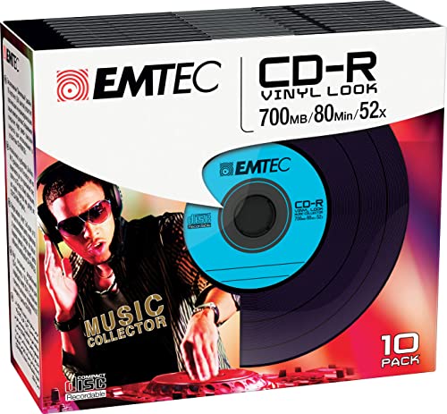 Emtec CD-R Vinyl Look CD-R 700MB 10Stück(E) - CD-Rohlinge (CD-R, 700 MB, 10 Stück(E), 120 mm, 52x) von Emtec