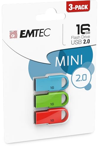 Emtec D250 Mini 16 GB USB 2.0 Capacity USB Flash Drive USB-Stick (16 GB, USB 2.0, Stecker Typ A, ohne Deckel) von Emtec