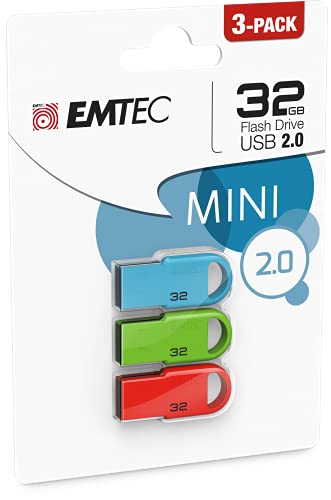 Emtec D250 Mini 32GB USB Stick USB 2.0 3er Pack Mehrfarbig von Emtec