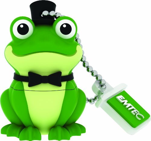 Emtec ECMMD16GM339 USB-Stick 2.0 Lizenzserie Animalitos 16 GB Crooner Frog Figur Material Gummi weich, schwarz von Emtec