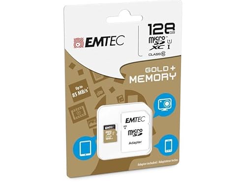 Emtec ECMSDM128GXC10 EliteGold 128GB microSDXC Speicherkarte - Highspeed von Emtec