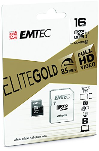 Emtec ECMSDM16GHC10 Class10 microSDHC 16GB Speicherkarte mit Adapter schwarz von Emtec