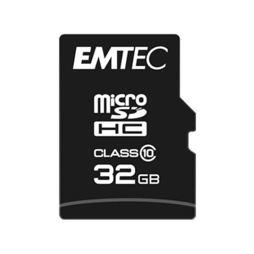 Emtec ECMSDM32GHC10CG 32GB microSDHC Speicherkarte mit SD-Adapter Class 10, microSDXC kompatibel,schwarz von Emtec