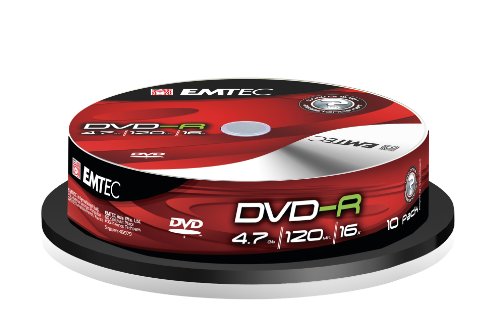 Emtec EKOVRG471016CB DVD-R Rohlinge (16x Speed, 4,7GB, 10er Cake Box) von Emtec