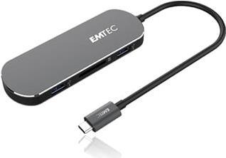 Emtec HUB 6-in-1 Type-C T650C - Hub - 3 x USB 3.1 Gen 1 + 1 x USB-C (Stromdurchsatz) - Desktop (ECHUBT650C) von Emtec