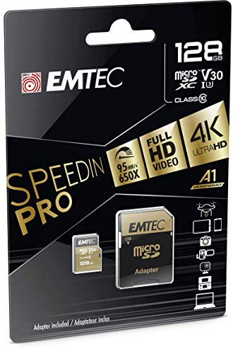 Emtec SpeedIN PRO 128 GB microSDXC Speicherkarte, Class 10, UHS-I (U3), V30 von Emtec