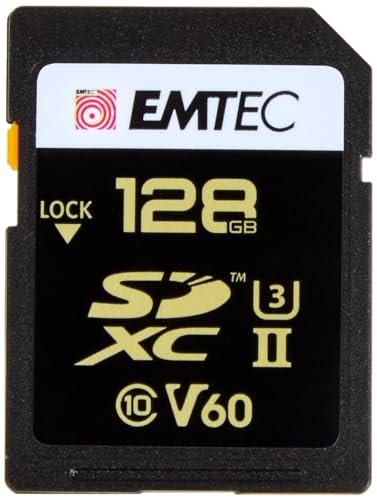 Emtec SpeedIN Pro+ SD-Speicherkarte 128GB, SDXC UHS-II U3 V60, Full HD, 3D, 4K, 8K UHD, Lesegeschwindigkeit bis zu 300MB/s und Schreibgeschwindigkeit bis zu 160MB/s von Emtec