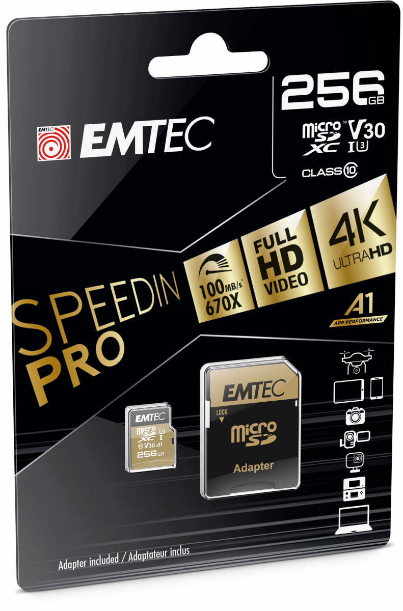 Emtec SpeedIN Pro Speicherkarte 256 GB MicroSDXC UHS-I Klasse 10 (ECMSDM256GXC10SP) von Emtec