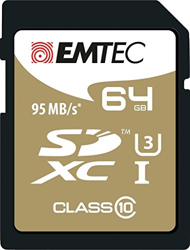 Emtec SpeedIN SD-Speicherkarte 64GB, UHS-I U3 - Class 10, Schreibgeschwindigkeit bis zu 85 MB/s und Lesegeschwindigkeit bis zu 95 MB/s von Emtec