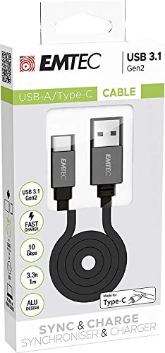 Emtec T700TCU3 Adapterkabel USB-A Typ C 3.1, schwarz, 1,2 Meter von Emtec