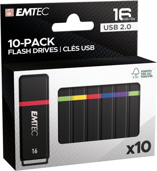 Emtec USB 2.0 K100 16GB P10 USB-Sticks 10 Stück (ECMMD16GK102P10) von Emtec