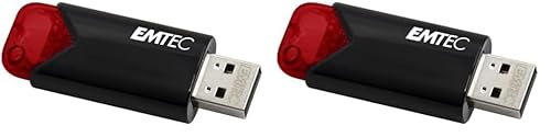 Emtec USB 3.0 (3.2) Click Easy B110, 256 GB Flash-Laufwerk, externer Speicher, 20 MB/S, Schreiben 10 MB/S, Click Easy – 21 x 57 x 12 mm, Rot ECM. MD256GB. 113 (Packung mit 2) von Emtec