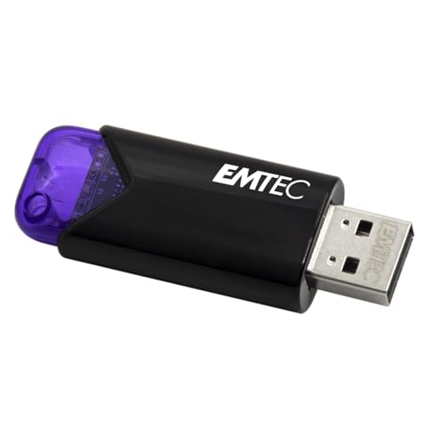 Emtec USB 3.0 (3.2) Click Easy B113 Flash Drive 128 GB Speicher, externer Speicher, 20 MB/s, Schreiben 10 MBit/s, Click Easy – 21 x 57 x 12 mm, Violett von Emtec