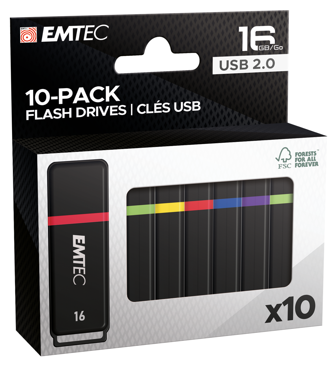 Emtec USB2.0 K100 16GB P10 10-pack color box retail von Emtec