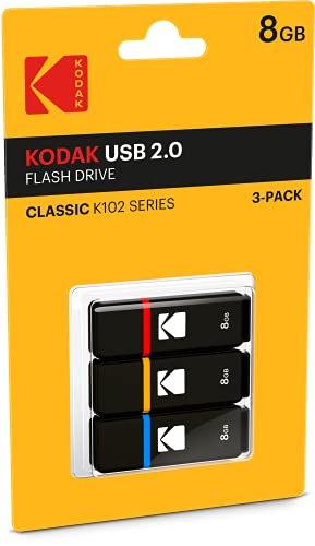 Kodak K100 8GB USB-Stick 2.0 3er Pack (Kappe: Blau, Rot, Gelb) von Emtec