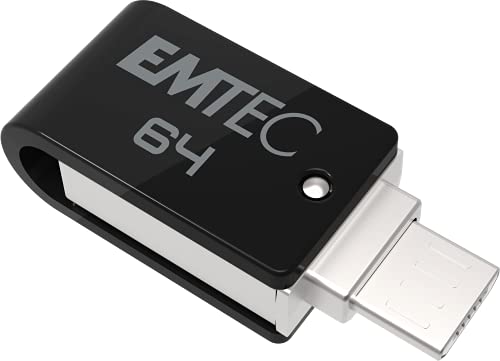 USB-Stick 64 GB Dual T260B Mobile & Go – USB 2.0 drehbar – USB Stick Dual USB-A / Micro-USB – Hakensystem 360° drehbar – Lesegeschwindigkeit 15 MB/s max. Schreibgeschwindigkeit 5 MB/s Max. ax - EMTEC von Emtec