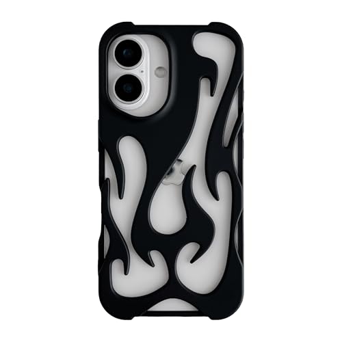 Emylisa Schutzhülle für iPhone 14 Pro Max mit Wärmeableitung, einfarbig, hohle Flamme, matt, Schwarz von Emylisa