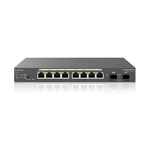 EnGenius Passend für L2 Plus Managed 8-Port Gigabit PoE+ Switch | 110 W Budget | 2 SFP-Uplink-Ports | 20 Gbit/s Schaltkapazität [EWS2910FP-FIT] von EnGenius