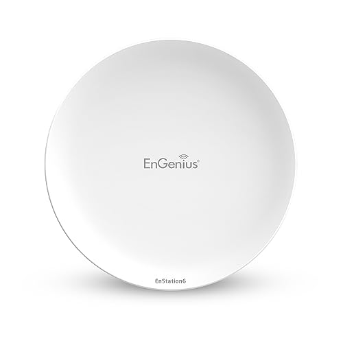 EnGenius Wi-Fi 6 (802.11ax) 5 GHz 1.200 Mbps, 2x2 Outdoor Wireless Bridge, 26 dBm, High Gain 19 dBi Richtantenne, IP-55-Gehäuse, bis zu 6 Meilen Point-to-Point [EnStation6] von EnGenius