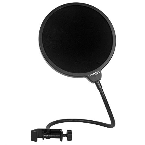 DragonPad USA Microphone Pop Filter for Blue Yeti, Blue Snowball - Has Flexible Gooseneck Microphone Mount And Double Layer Sound Shield Guard Windscreen - Black von Enabled