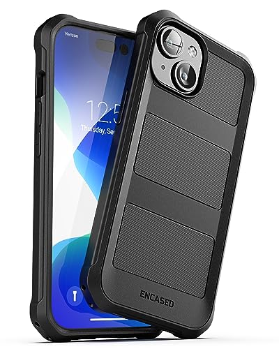 ENCASED Kompatibel mit iPhone 16 Hülle mit integriertem Displayschutz, militärischer Schutz mit 360-Grad-Rundumabdeckung (iPhone 15 Plus), Schwarz von Encased