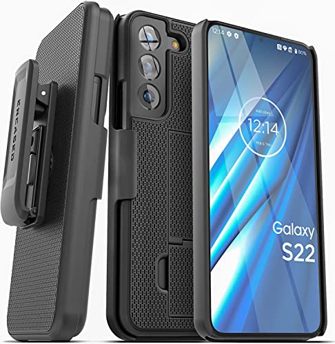 Encased Duraclip für Samsung Galaxy S22 Hülle mit Gürtelclip Holster Schutzhülle Dünn Handyhülle Case - Schwarz von Encased