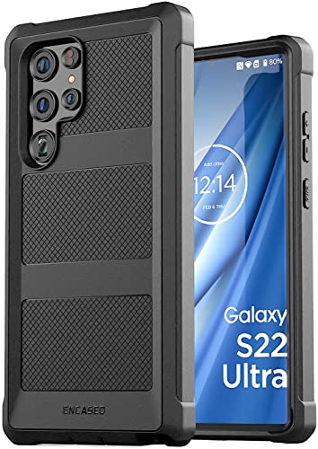 ENCASED Falcon Armor Hülle für Samsung Galaxy S22 Ultra – Schutzhülle Handyhülle Stoßfest Case (Schwarz) von ENCASED